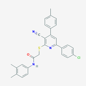 molecular formula C29H24ClN3OS B418885 2-{[6-(4-chlorophenyl)-3-cyano-4-(4-methylphenyl)-2-pyridinyl]sulfanyl}-N-(3,4-dimethylphenyl)acetamide 