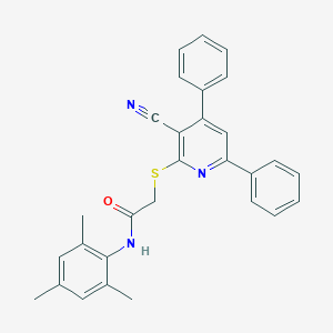 2-[(3-cyano-4,6-diphenyl-2-pyridinyl)sulfanyl]-N-mesitylacetamide