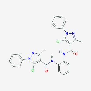 molecular formula C28H22Cl2N6O2 B418889 5-chloro-N-(2-{[(5-chloro-3-methyl-1-phenyl-1H-pyrazol-4-yl)carbonyl]amino}phenyl)-3-methyl-1-phenyl-1H-pyrazole-4-carboxamide 