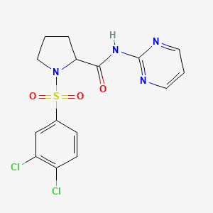molecular formula C15H14Cl2N4O3S B4188891 1-[(3,4-dichlorophenyl)sulfonyl]-N-2-pyrimidinylprolinamide 