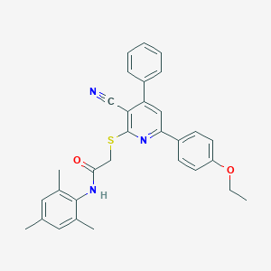 molecular formula C31H29N3O2S B418890 2-{[3-cyano-6-(4-ethoxyphenyl)-4-phenyl-2-pyridinyl]sulfanyl}-N-mesitylacetamide 