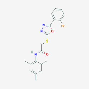 molecular formula C19H18BrN3O2S B418892 2-((5-(2-Bromophenyl)-1,3,4-oxadiazol-2-yl)thio)-N-mesitylacetamide CAS No. 482614-89-1