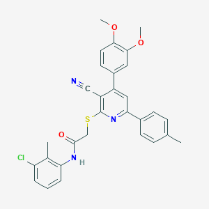 molecular formula C30H26ClN3O3S B418896 N-(3-chloro-2-methylphenyl)-2-{[3-cyano-4-(3,4-dimethoxyphenyl)-6-(4-methylphenyl)-2-pyridinyl]sulfanyl}acetamide 