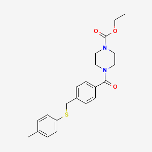 molecular formula C22H26N2O3S B4188963 ethyl 4-(4-{[(4-methylphenyl)thio]methyl}benzoyl)-1-piperazinecarboxylate 
