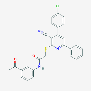 N-(3-acetylphenyl)-2-{[4-(4-chlorophenyl)-3-cyano-6-phenyl-2-pyridinyl]sulfanyl}acetamide