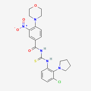 molecular formula C22H24ClN5O4S B4188996 N-({[3-chloro-2-(1-pyrrolidinyl)phenyl]amino}carbonothioyl)-4-(4-morpholinyl)-3-nitrobenzamide 