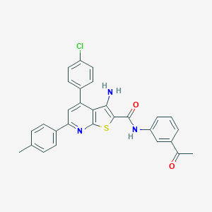 molecular formula C29H22ClN3O2S B418902 N-(3-acetylphenyl)-3-amino-4-(4-chlorophenyl)-6-(4-methylphenyl)thieno[2,3-b]pyridine-2-carboxamide 