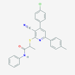 2-{[4-(4-chlorophenyl)-3-cyano-6-(4-methylphenyl)-2-pyridinyl]sulfanyl}-N-phenylpropanamide