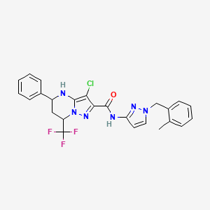 molecular formula C25H22ClF3N6O B4189041 3-chloro-N-[1-(2-methylbenzyl)-1H-pyrazol-3-yl]-5-phenyl-7-(trifluoromethyl)-4,5,6,7-tetrahydropyrazolo[1,5-a]pyrimidine-2-carboxamide 
