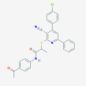 N-(4-acetylphenyl)-2-{[4-(4-chlorophenyl)-3-cyano-6-phenyl-2-pyridinyl]sulfanyl}propanamide