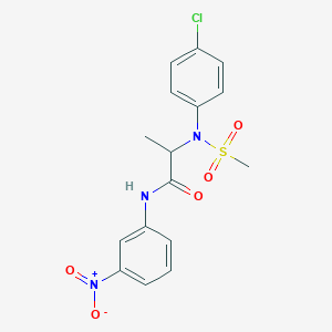 molecular formula C16H16ClN3O5S B4189068 N~2~-(4-chlorophenyl)-N~2~-(methylsulfonyl)-N~1~-(3-nitrophenyl)alaninamide 