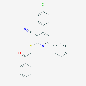4-(4-Chlorophenyl)-2-[(2-oxo-2-phenylethyl)sulfanyl]-6-phenylnicotinonitrile