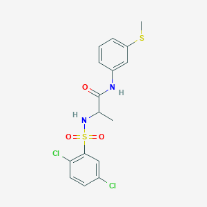 molecular formula C16H16Cl2N2O3S2 B4189082 N~2~-[(2,5-dichlorophenyl)sulfonyl]-N~1~-[3-(methylthio)phenyl]alaninamide 
