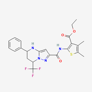 molecular formula C23H23F3N4O3S B4189085 ethyl 4,5-dimethyl-2-({[5-phenyl-7-(trifluoromethyl)-4,5,6,7-tetrahydropyrazolo[1,5-a]pyrimidin-2-yl]carbonyl}amino)-3-thiophenecarboxylate 
