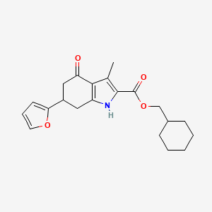 molecular formula C21H25NO4 B4189110 cyclohexylmethyl 6-(2-furyl)-3-methyl-4-oxo-4,5,6,7-tetrahydro-1H-indole-2-carboxylate 