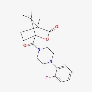molecular formula C20H25FN2O3 B4189113 1-{[4-(2-fluorophenyl)-1-piperazinyl]carbonyl}-4,7,7-trimethyl-2-oxabicyclo[2.2.1]heptan-3-one 
