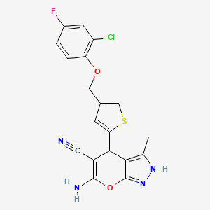 molecular formula C19H14ClFN4O2S B4189170 6-amino-4-{4-[(2-chloro-4-fluorophenoxy)methyl]-2-thienyl}-3-methyl-2,4-dihydropyrano[2,3-c]pyrazole-5-carbonitrile 