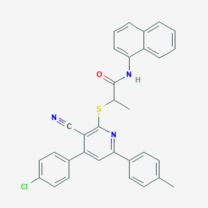 2-{[4-(4-chlorophenyl)-3-cyano-6-(4-methylphenyl)-2-pyridinyl]sulfanyl}-N-(1-naphthyl)propanamide