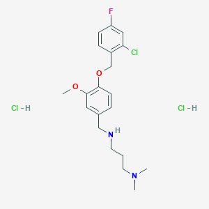 molecular formula C20H28Cl3FN2O2 B4189216 N'-{4-[(2-chloro-4-fluorobenzyl)oxy]-3-methoxybenzyl}-N,N-dimethyl-1,3-propanediamine dihydrochloride 