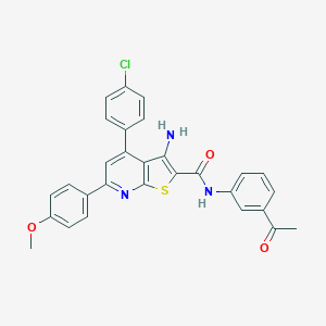 molecular formula C29H22ClN3O3S B418922 N-(3-acetylphenyl)-3-amino-4-(4-chlorophenyl)-6-(4-methoxyphenyl)thieno[2,3-b]pyridine-2-carboxamide 