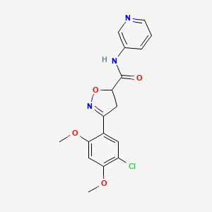 molecular formula C17H16ClN3O4 B4189223 3-(5-chloro-2,4-dimethoxyphenyl)-N-3-pyridinyl-4,5-dihydro-5-isoxazolecarboxamide 