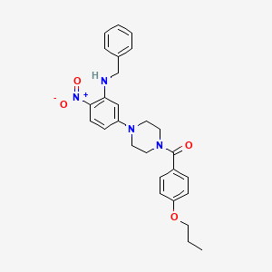 molecular formula C27H30N4O4 B4189246 N-benzyl-2-nitro-5-[4-(4-propoxybenzoyl)-1-piperazinyl]aniline 