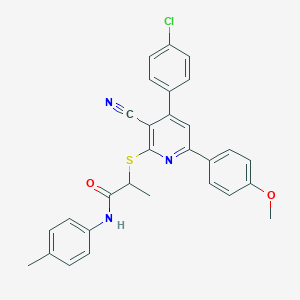 2-{[4-(4-chlorophenyl)-3-cyano-6-(4-methoxyphenyl)-2-pyridinyl]sulfanyl}-N-(4-methylphenyl)propanamide