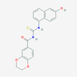 molecular formula C20H16N2O4S B4189252 N-{[(6-hydroxy-1-naphthyl)amino]carbonothioyl}-2,3-dihydro-1,4-benzodioxine-6-carboxamide 