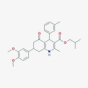 Isobutyl 7-(3,4-dimethoxyphenyl)-2-methyl-4-(3-methylphenyl)-5-oxo-1,4,5,6,7,8-hexahydro-3-quinolinecarboxylate