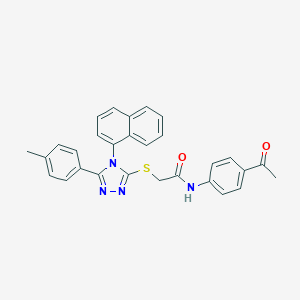 molecular formula C29H24N4O2S B418930 N-(4-acetylphenyl)-2-{[5-(4-methylphenyl)-4-(1-naphthyl)-4H-1,2,4-triazol-3-yl]sulfanyl}acetamide 
