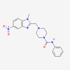 molecular formula C20H22N6O3 B4189350 4-[(1-methyl-5-nitro-1H-benzimidazol-2-yl)methyl]-N-phenyl-1-piperazinecarboxamide 