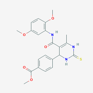 molecular formula C22H23N3O5S B4189382 methyl 4-(5-{[(2,5-dimethoxyphenyl)amino]carbonyl}-6-methyl-2-thioxo-1,2,3,4-tetrahydro-4-pyrimidinyl)benzoate 
