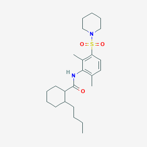 molecular formula C24H38N2O3S B4189387 2-butyl-N-[2,6-dimethyl-3-(1-piperidinylsulfonyl)phenyl]cyclohexanecarboxamide 