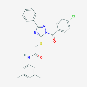 molecular formula C25H21ClN4O2S B418941 2-{[1-(4-chlorobenzoyl)-3-phenyl-1H-1,2,4-triazol-5-yl]sulfanyl}-N-(3,5-dimethylphenyl)acetamide 