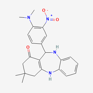 molecular formula C23H26N4O3 B4189452 11-[4-(dimethylamino)-3-nitrophenyl]-3,3-dimethyl-2,3,4,5,10,11-hexahydro-1H-dibenzo[b,e][1,4]diazepin-1-one 