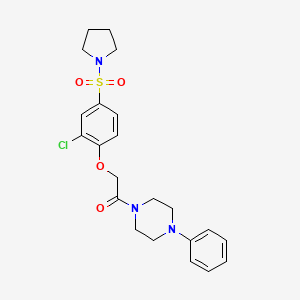 molecular formula C22H26ClN3O4S B4189461 1-{[2-chloro-4-(1-pyrrolidinylsulfonyl)phenoxy]acetyl}-4-phenylpiperazine 