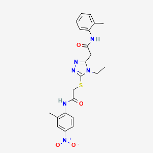 molecular formula C22H24N6O4S B4189492 2-[4-ethyl-5-({2-[(2-methyl-4-nitrophenyl)amino]-2-oxoethyl}thio)-4H-1,2,4-triazol-3-yl]-N-(2-methylphenyl)acetamide 