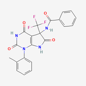 molecular formula C21H15F3N4O4 B4189495 N-[1-(2-methylphenyl)-2,4,6-trioxo-5-(trifluoromethyl)-2,3,4,5,6,7-hexahydro-1H-pyrrolo[2,3-d]pyrimidin-5-yl]benzamide 