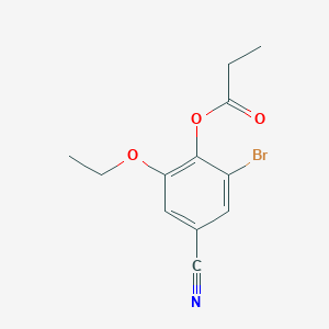 molecular formula C12H12BrNO3 B4189519 2-bromo-4-cyano-6-ethoxyphenyl propionate 