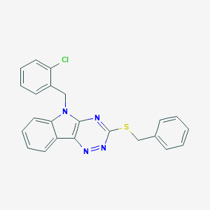 molecular formula C23H17ClN4S B418952 benzyl 5-(2-chlorobenzyl)-5H-[1,2,4]triazino[5,6-b]indol-3-yl sulfide 