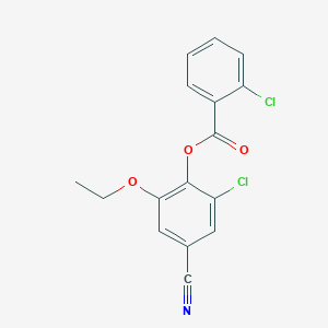 2-chloro-4-cyano-6-ethoxyphenyl 2-chlorobenzoate