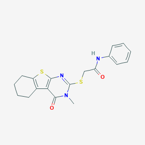 2-[(3-methyl-4-oxo-5,6,7,8-tetrahydro-[1]benzothiolo[2,3-d]pyrimidin-2-yl)sulfanyl]-N-phenylacetamide