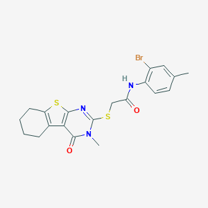 molecular formula C20H20BrN3O2S2 B418957 N-(2-bromo-4-methylphenyl)-2-[(3-methyl-4-oxo-5,6,7,8-tetrahydro-[1]benzothiolo[2,3-d]pyrimidin-2-yl)sulfanyl]acetamide CAS No. 332937-43-6