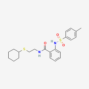 molecular formula C22H28N2O3S2 B4189573 N-[2-(cyclohexylthio)ethyl]-2-{[(4-methylphenyl)sulfonyl]amino}benzamide 