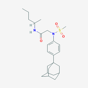 molecular formula C24H36N2O3S B4189597 N~2~-[4-(1-adamantyl)phenyl]-N~1~-(1-methylbutyl)-N~2~-(methylsulfonyl)glycinamide 