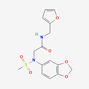 molecular formula C15H16N2O6S B4189610 N~2~-1,3-benzodioxol-5-yl-N~1~-(2-furylmethyl)-N~2~-(methylsulfonyl)glycinamide 