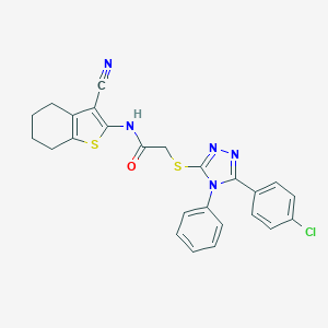 2-{[5-(4-chlorophenyl)-4-phenyl-4H-1,2,4-triazol-3-yl]sulfanyl}-N-(3-cyano-4,5,6,7-tetrahydro-1-benzothien-2-yl)acetamide