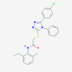 2-{[5-(4-chlorophenyl)-4-phenyl-4H-1,2,4-triazol-3-yl]sulfanyl}-N-(2-ethyl-6-methylphenyl)acetamide