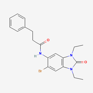 molecular formula C20H22BrN3O2 B4189678 N-(6-bromo-1,3-diethyl-2-oxo-2,3-dihydro-1H-benzimidazol-5-yl)-3-phenylpropanamide 