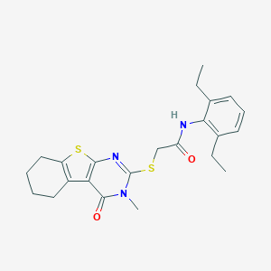 molecular formula C23H27N3O2S2 B418968 N-(2,6-diethylphenyl)-2-[(3-methyl-4-oxo-3,4,5,6,7,8-hexahydro[1]benzothieno[2,3-d]pyrimidin-2-yl)sulfanyl]acetamide 
